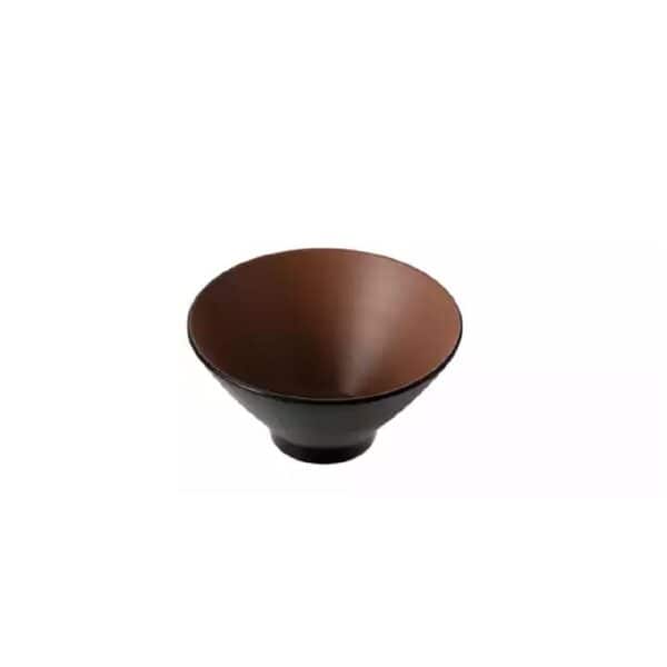 TI828404BN Melamine Round Bowl 1380ml V-Shape Brown/Black