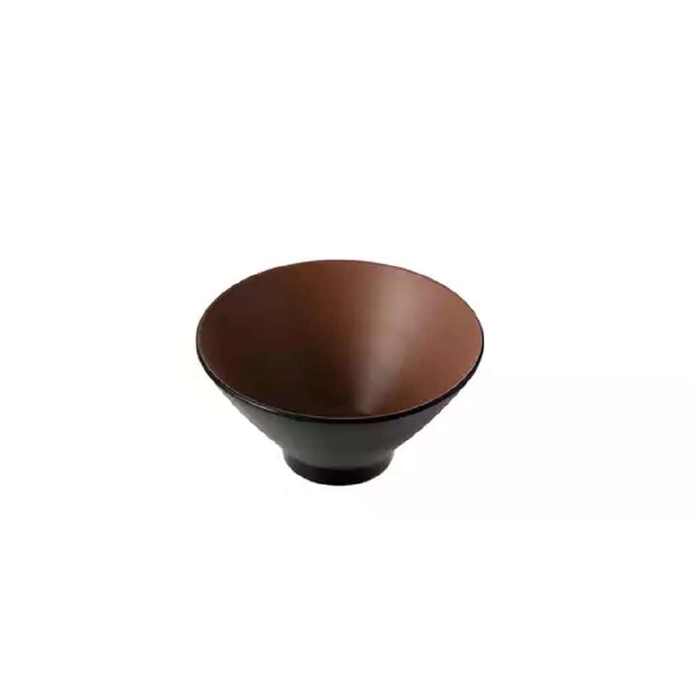 Melamine Round Bowl 1380ml V-Shape Brown/Black
