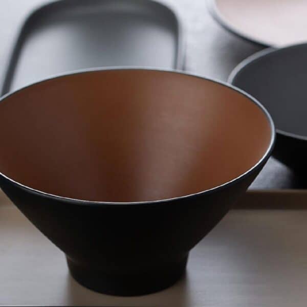 Melamine Round Bowl 1380ml V-Shape Brown/Black