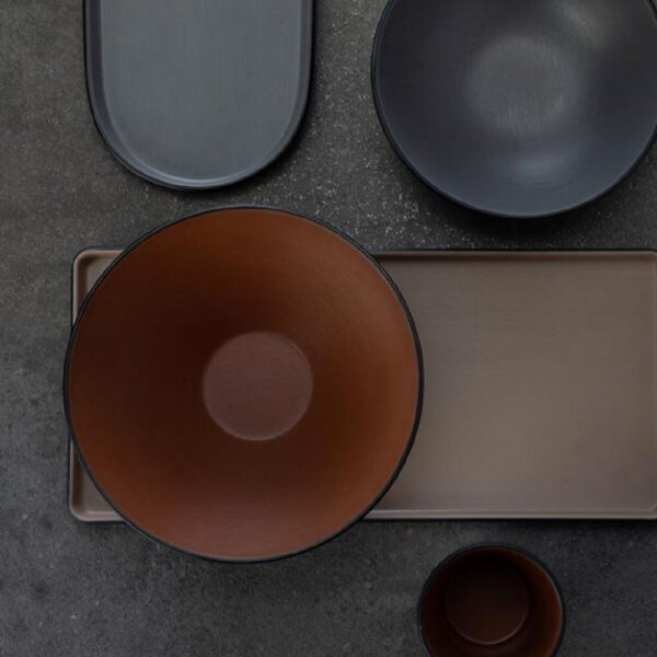 Melamine Round Bowl 1280ml Brown/Black