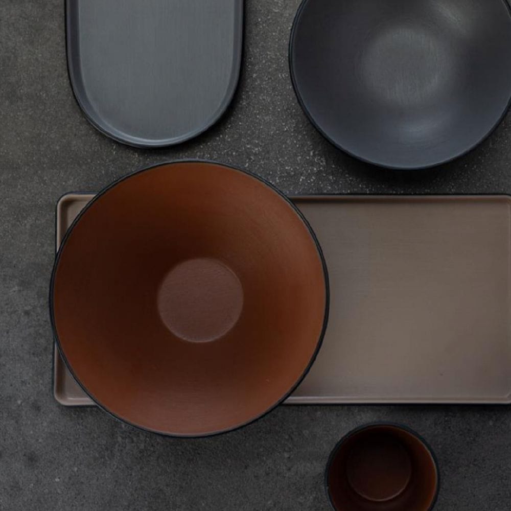 Melamine Round Bowl 1280ml Brown/Black
