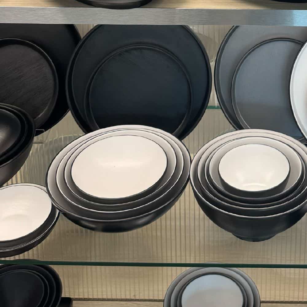 Melamine Round Bowl 1280ml White/Black
