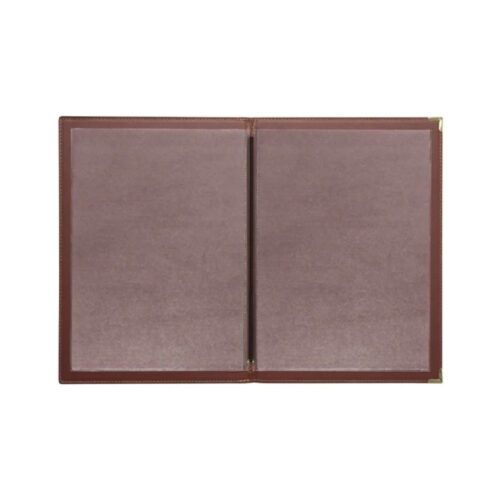 Four Card Menu Holder A4 w/ Leatherette Style Cover Olympia - Burgundy