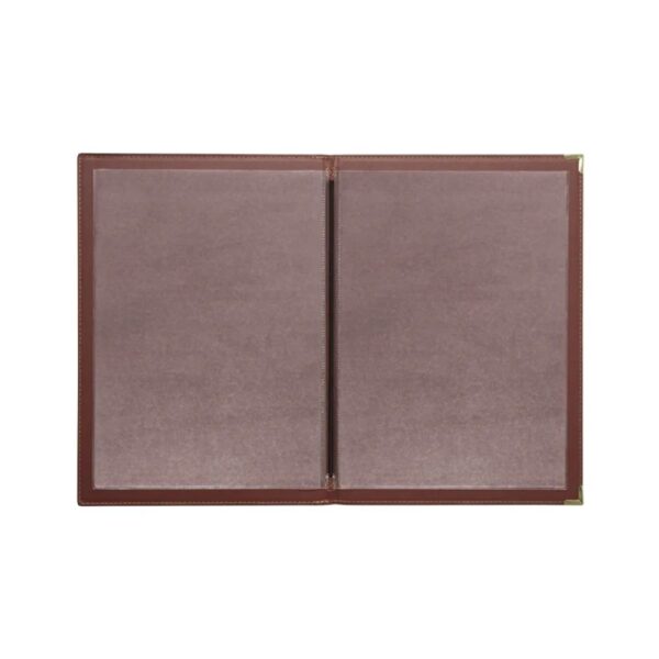 Four Card Menu Holder A4 w/ Leatherette Style Cover Olympia - Burgundy