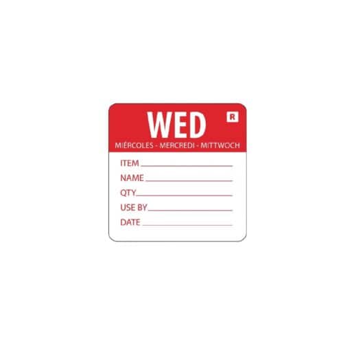 Removable Label Day Of The Week Wednesday 2''/50mm
