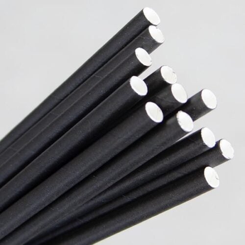 Straw Cocktail 135mm (6mm) 3 Ply Black