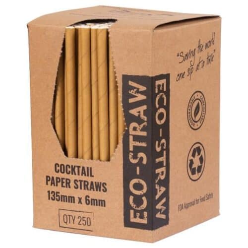 Straw Cocktail 135mm (6mm) 3 Ply Kraft
