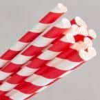Straw Cocktail 135mm (6mm) 3 Ply Red & White Stripe