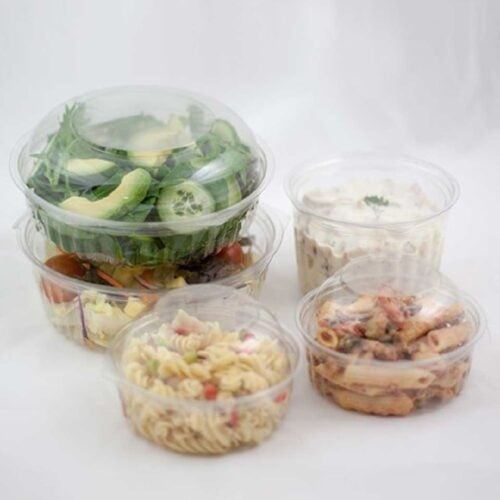 Bowl Food Container 682ml (24oz) w/ Dome Hinged Lid Capri