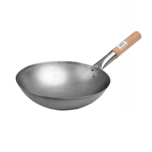 Wok 350mm w/ 1.2mm Wood Handle + Unseasoned Iron Classik Chef