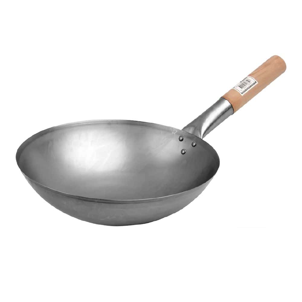 Wok 400mm w/ 1.2mm Wood Handle + Unseasoned Iron Classik Chef