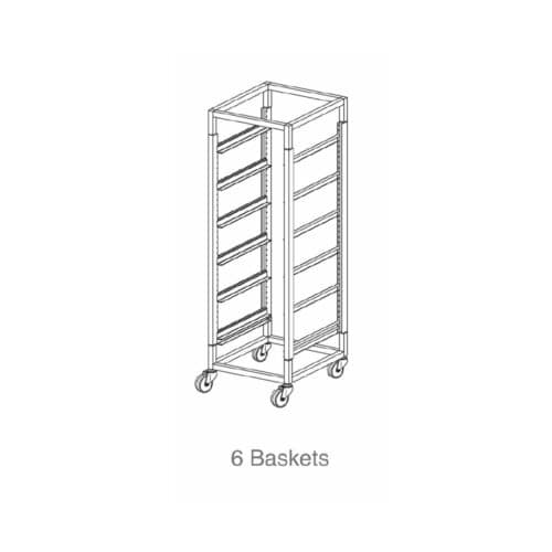 Glass Basket Trolley 6 Basket Single Tier w/ 125mm Castors Mantova