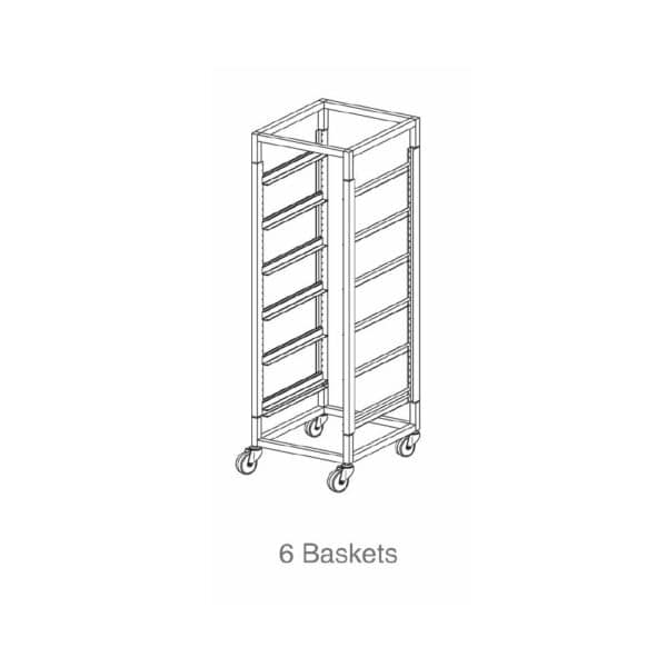 MA1906C Glass Basket Trolley 6 Basket Single Tier w/ 125mm Castors Mantova