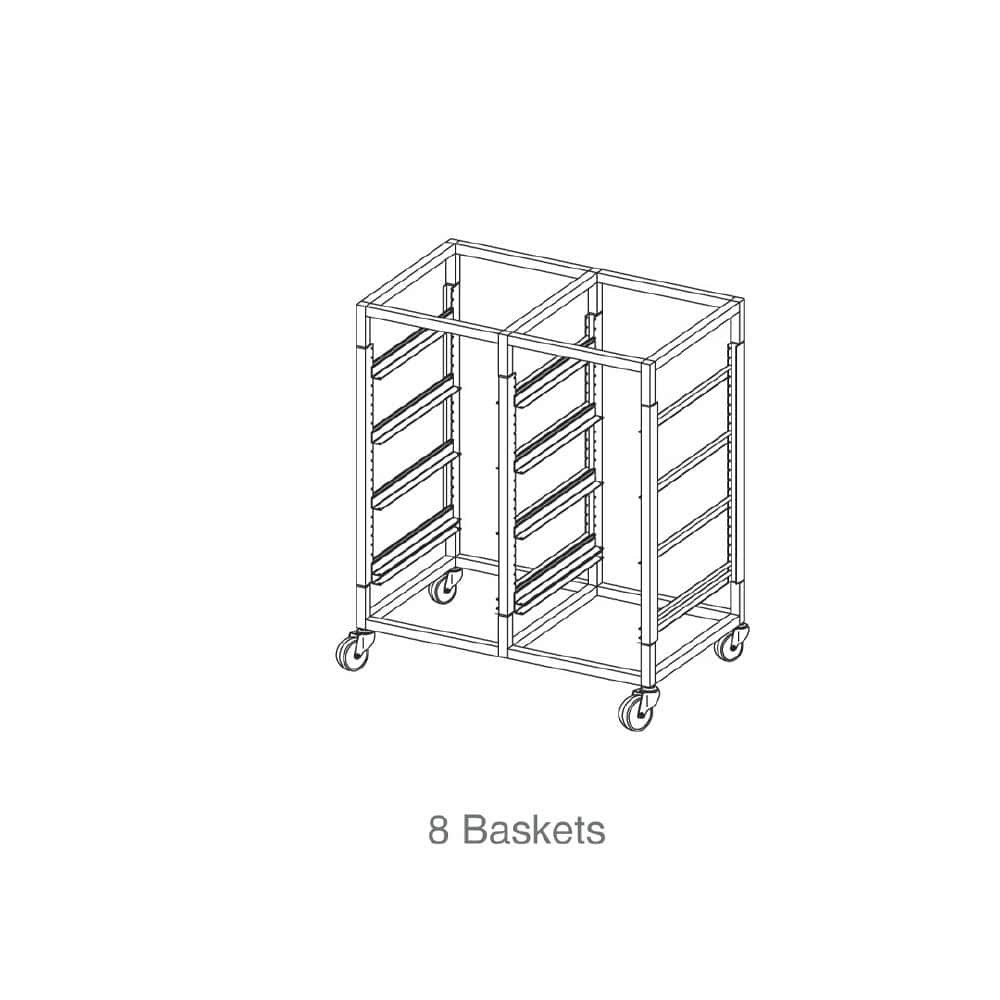 Glass Basket Trolley 8 Basket Double Tier w/ 125mm Castors Mantova