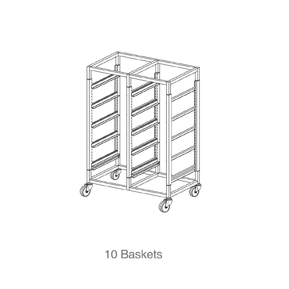 Glass Basket Trolley 10 Basket Double Tier w/ 125mm Castors Mantova