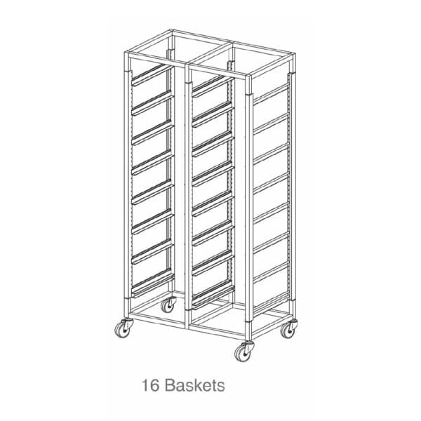 Glass Basket Trolley 16 Basket Double Tier w/ 125mm Castors Mantova