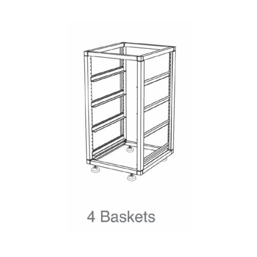 Glass Basket Trolley 4 Basket Single Tier w/ 50mm Castors Mantova