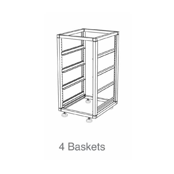MA1950C Glass Basket Trolley 4 Basket Single Tier w/ 50mm Castors Mantova