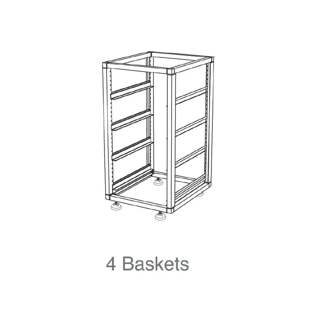 Glass Basket Trolley 4 Basket Single Tier w/ 50mm Castors Mantova