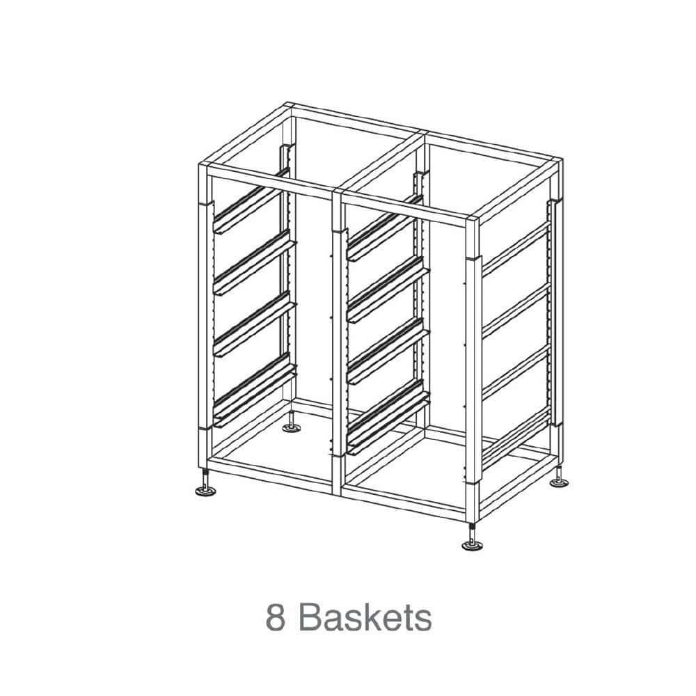 Glass Basket Trolley 8 Basket Double Tier w/ 125mm Castors Mantova