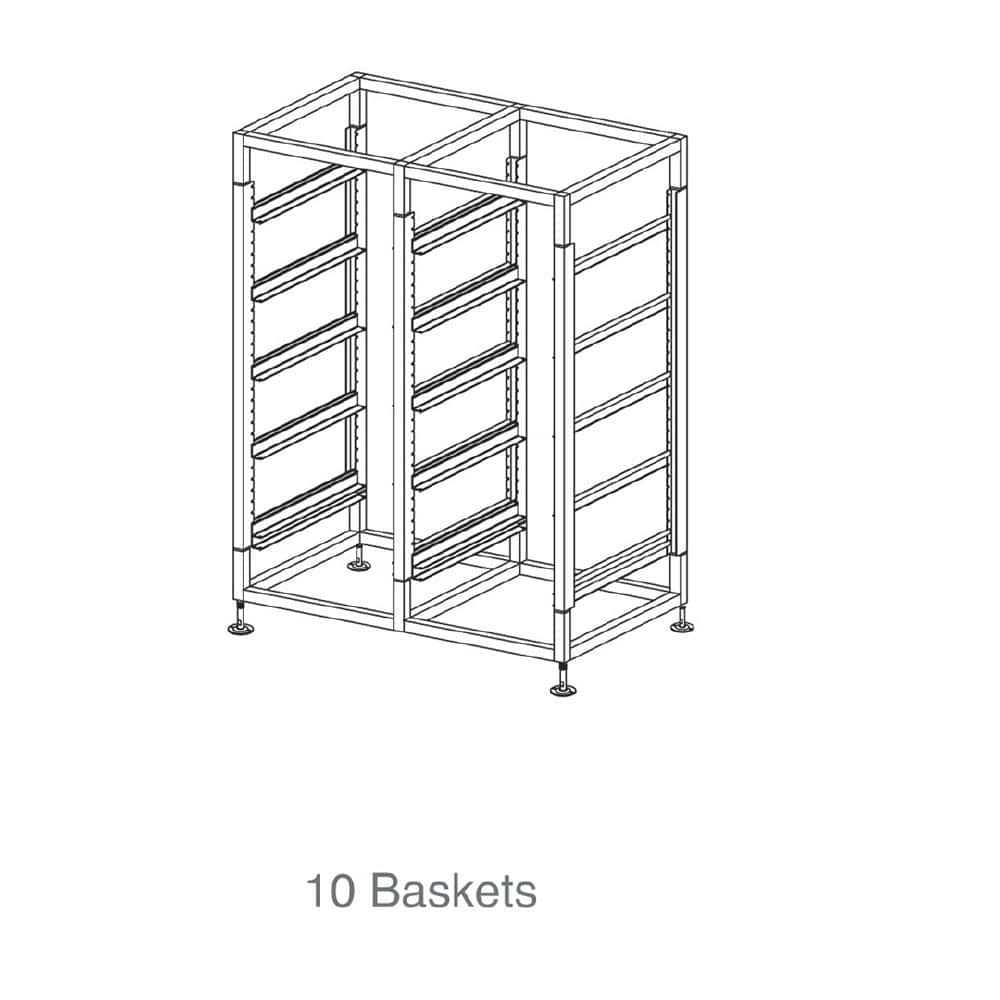 Glass Basket Trolley 10 Basket Double Tier w/ 125mm Castors Mantova