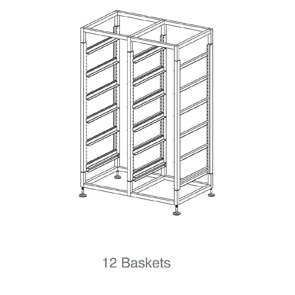 Glass Basket Trolley 12 Basket Double Tier w/ 125mm Castors Mantova