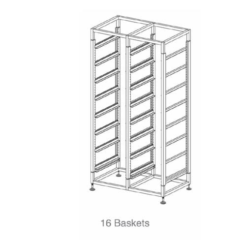 Glass Basket Trolley 16 Basket Double Tier w/ 125mm Castors Mantova