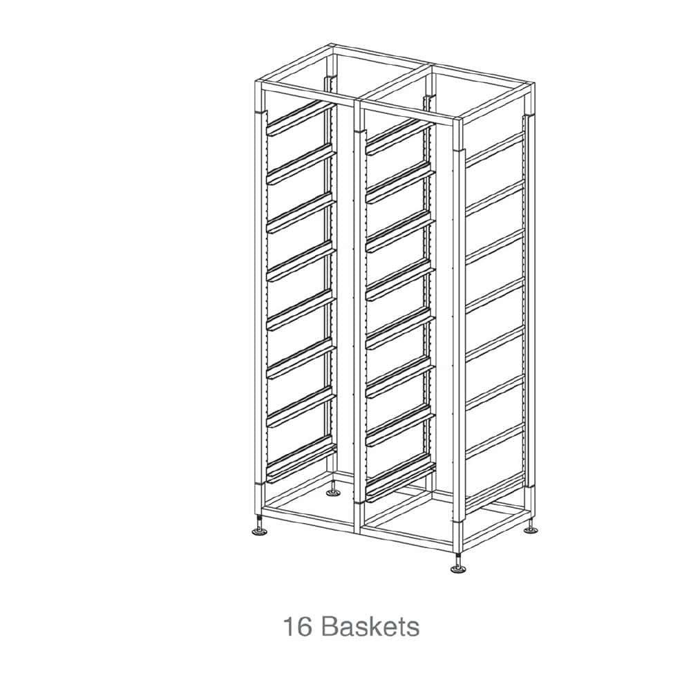 Glass Basket Trolley 16 Basket Double Tier w/ 125mm Castors Mantova