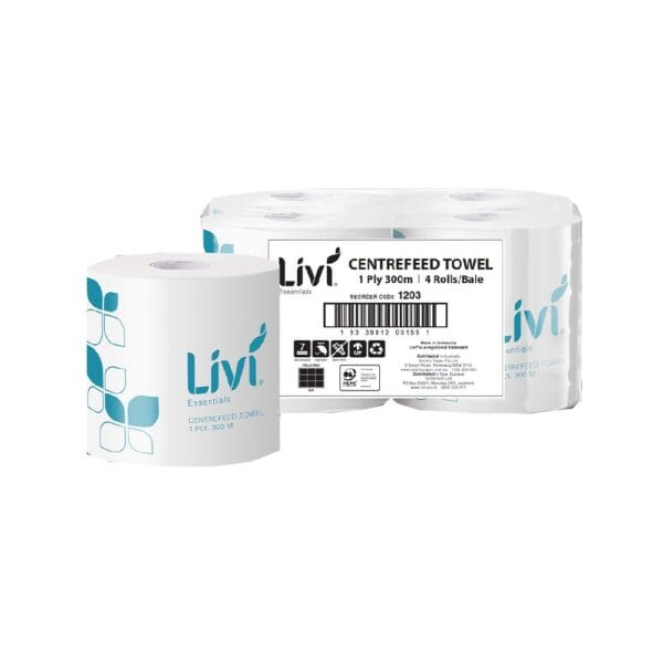 Livi Essentials Hand Towel Centrefeed 1Ply 300m