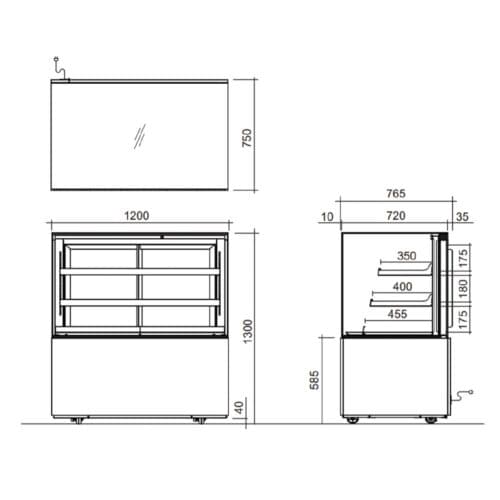 Skope ActiveView Refrigerated Display Cabinet 482Ltr 220V 10A 50Hz