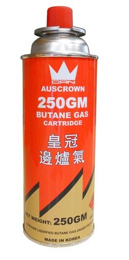 Premium Butane Gas Cartridge 250g with Triple Seaming Rim Vent Release Auscrown