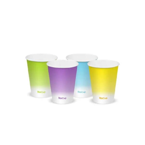 BIOBCC12C Single Wall Takeaway Cold Paper Cup 390ml / 12oz (90mm) BioCup Coloured