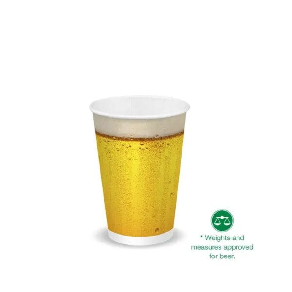 BIOBCC14BEER Single Wall Takeaway Cold Paper Cup 420ml / 14oz (90mm) BioCup Beer Print