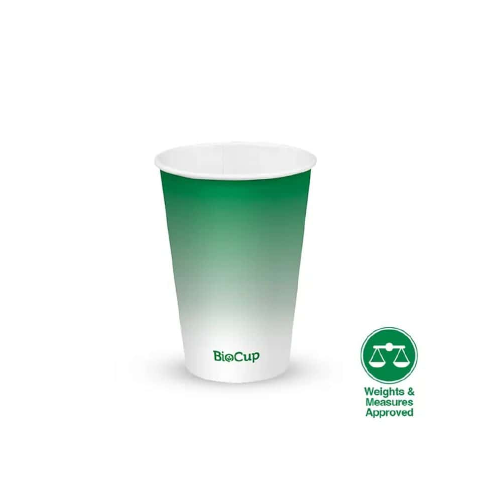Single Wall Takeaway Cold Paper Cup 420ml / 14oz (90mm) BioCup Green Fade