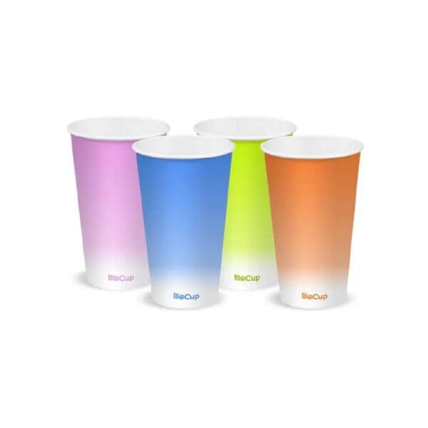 BIOBCC16C Single Wall Takeaway Cold Paper Cup 500ml / 16oz (90mm) BioCup Coloured