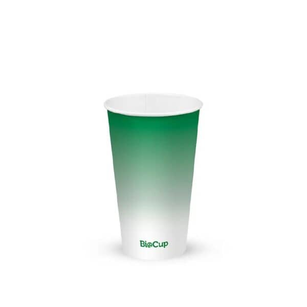 BIOBCC16G Single Wall Takeaway Cold Paper Cup 500ml / 16oz (90mm) BioCup Green Fade