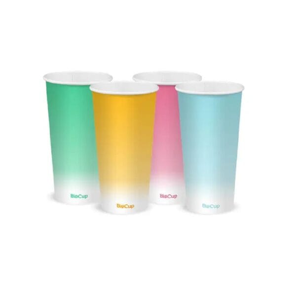 BIOBCC20C Single Wall Takeaway Cold Paper Cup 600ml / 20oz (90mm) BioCup Coloured