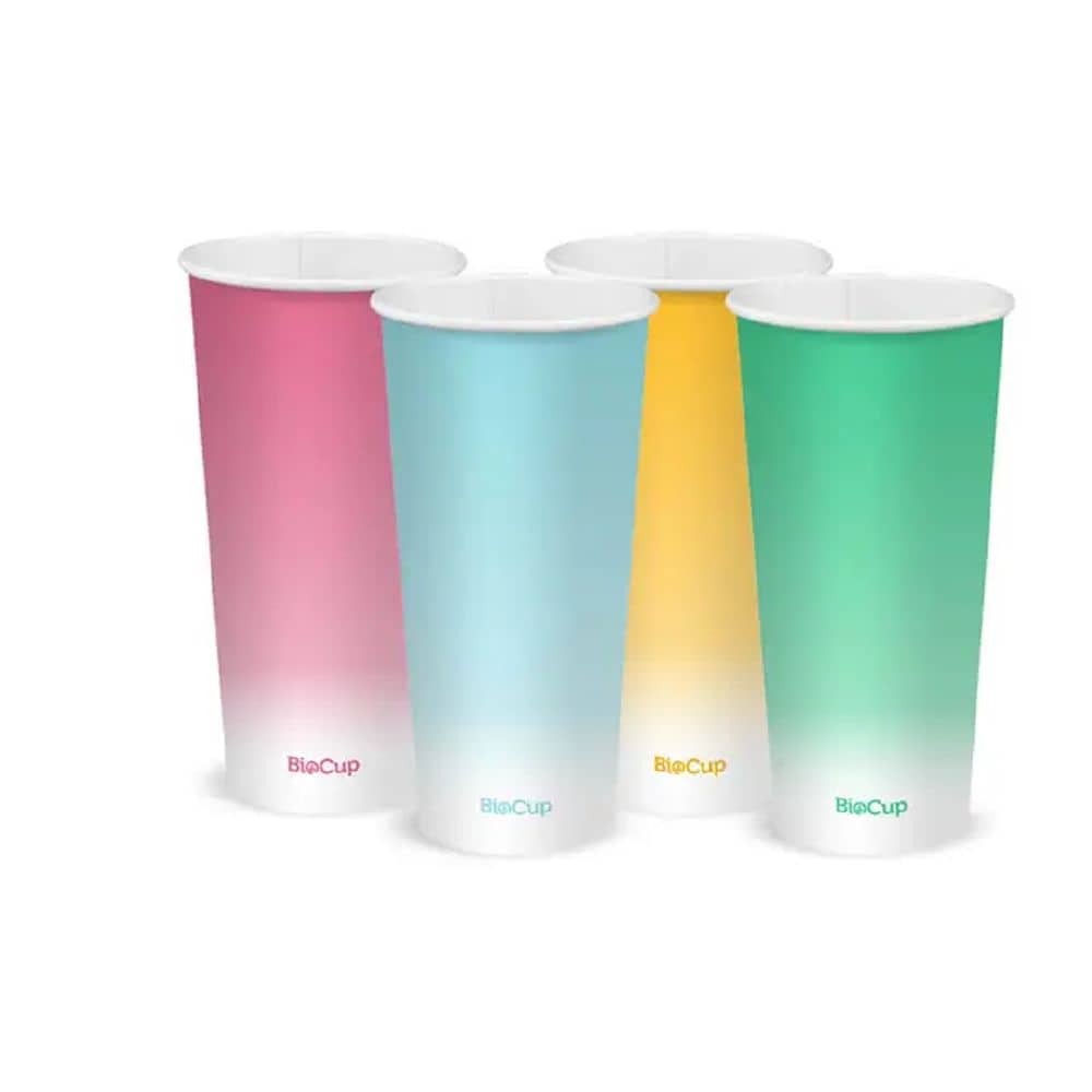 Single Wall Takeaway Cold Paper Cup 650ml / 22oz (90mm) BioCup Coloured