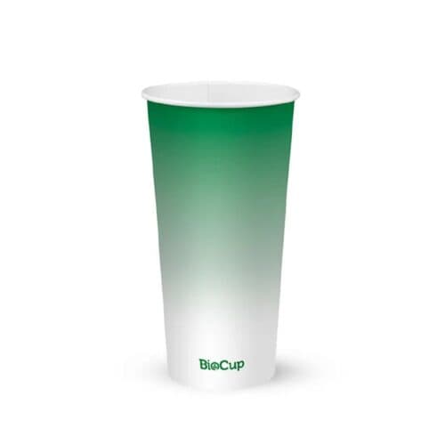 Single Wall Takeaway Cold Paper Cup 960ml / 32oz (105mm) BioCup Green Fade