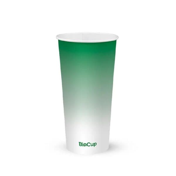 Single Wall Takeaway Cold Paper Cup 960ml / 32oz (105mm) BioCup Green Fade