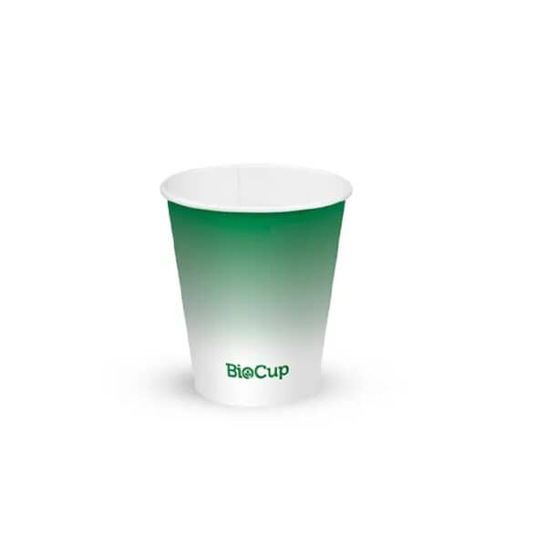 BIOBCC6G Single Wall Takeaway Cold Paper Cup 200ml / 6oz (80mm) BioCup Green Fade