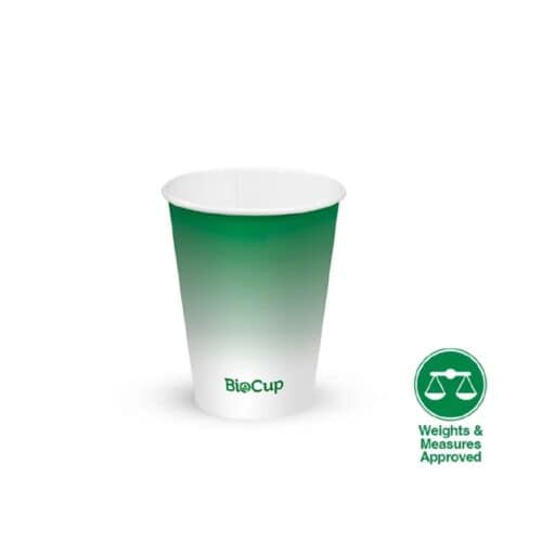 Single Wall Takeaway Cold Paper Cup 280ml / 8oz (80mm) BioCup Green Fade