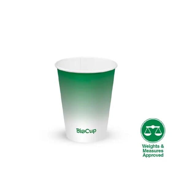 BIOBCC8G Single Wall Takeaway Cold Paper Cup 280ml / 8oz (80mm) BioCup Green Fade