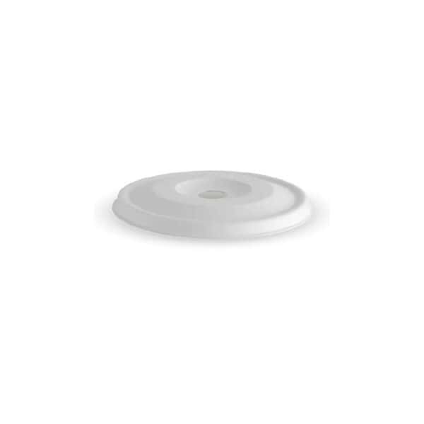 BIOBCL105CPULPF Flat Lid Suits (105mm) Takeaway Cold Cup BioCane White Plant Fibre
