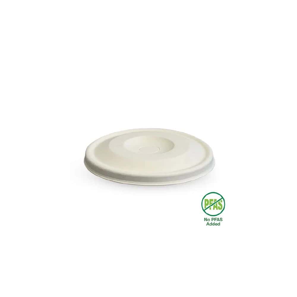 Flat Lid Suits (90mm) Takeaway Cold Cup BioCane White Plant Fibre
