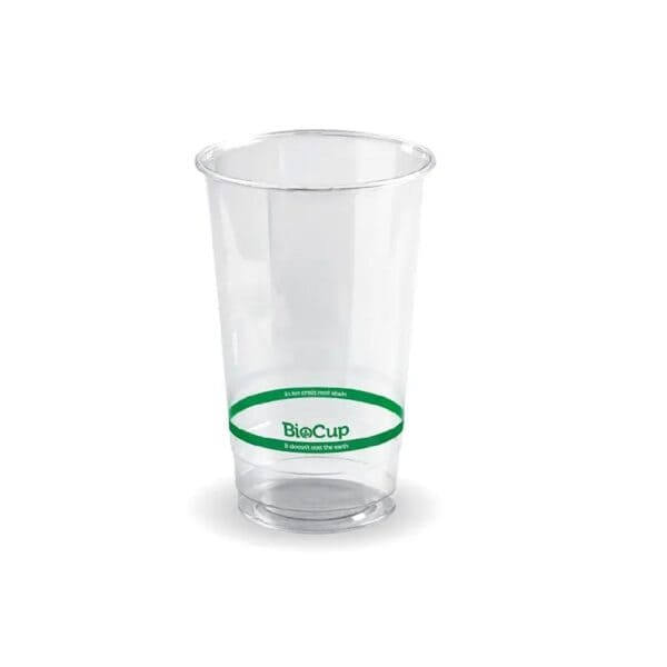 BIOR700Y Takeaway Cold Cup 700ml BioCup Clear Green Line