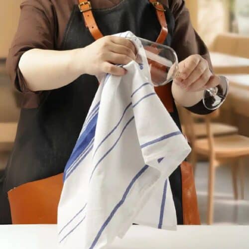 Glass Cloth Teatowel 730x500mm Blended Cotton MegaChef - White/Blue