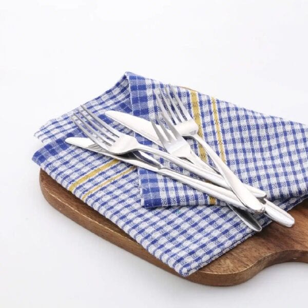 Chequered Teatowel 700x500mm Blended Cotton MegaChef - Blue