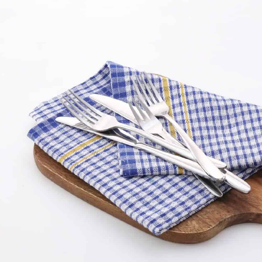 Chequered Teatowel 700x500mm Blended Cotton MegaChef - Blue