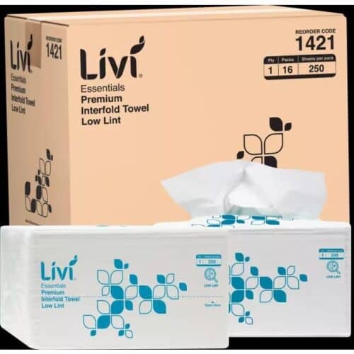 Livi Essentials Premium Interfold Towel 1 Ply 250 Sheets